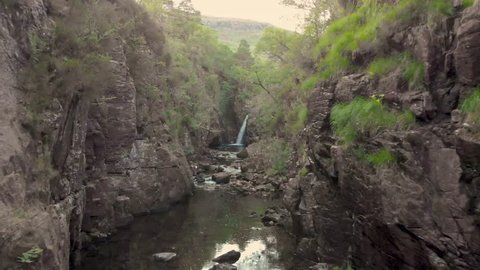 Torridon, Inverness-Shire / United Kingdom (UK) - 10 21 2018: Waterfall Scottish Highlands