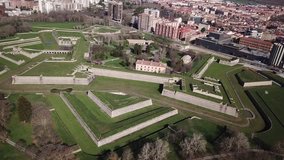 Pamplona citadella fortress aerial video in Spain