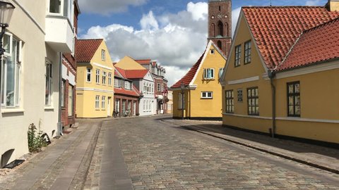 Streets of Ribe. The oldest city of Denmark. Danish architecture.