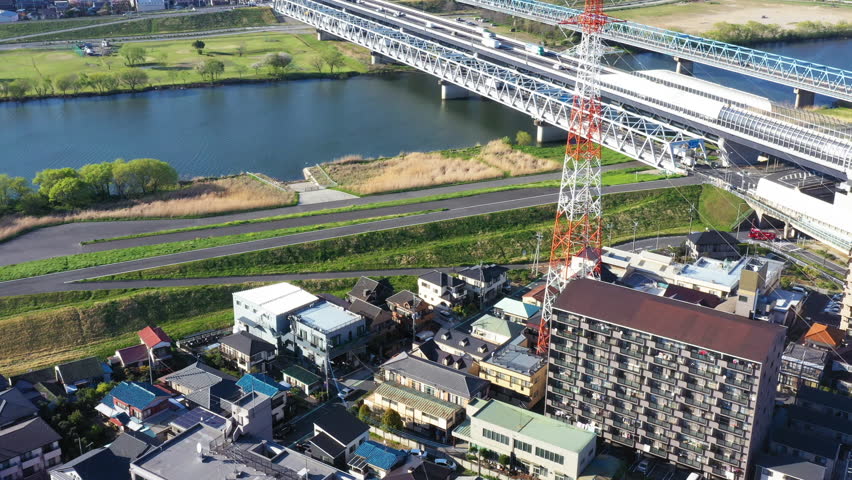 Modern city and transportation. Aerial view.