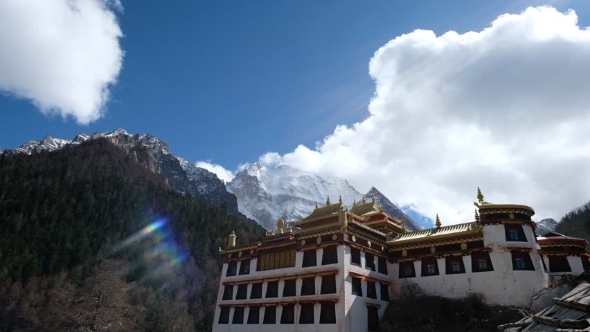 Chonggu temple on yading nature reserve park in china