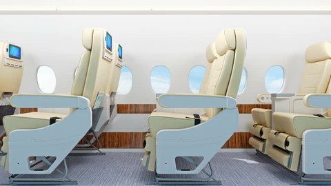 Seat with Window of the Airplane- 3D Rendering Video Stok