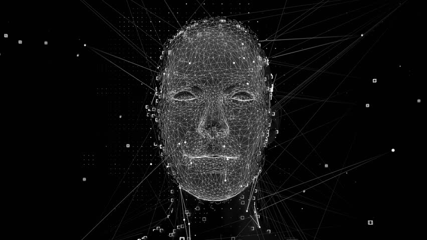 3d render of female face analysis. Biometric identification scan concept.  Authentication technology. | Shutterstock HD Video #1027918598