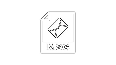 Black MSG file document icon. Download msg button line icon on white background. MSG file symbol. 4K Video motion graphic animation