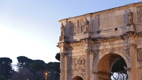 Glitch effect. Arch of Constantine at dawn. Rome. Italy