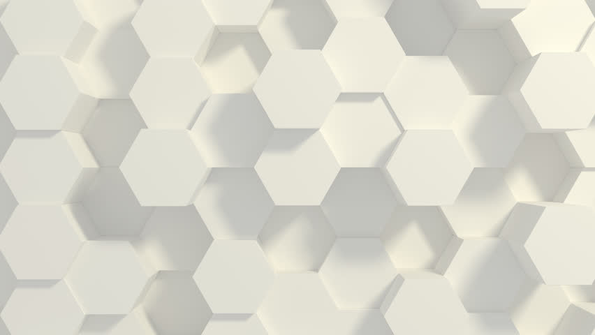 Abstract Honeycomb Background Loop wide angle. Light, minimal, clean, moving hexagonal grid wall with shadows. Loopable 4K UHD Animation. Royalty-Free Stock Footage #1027931378