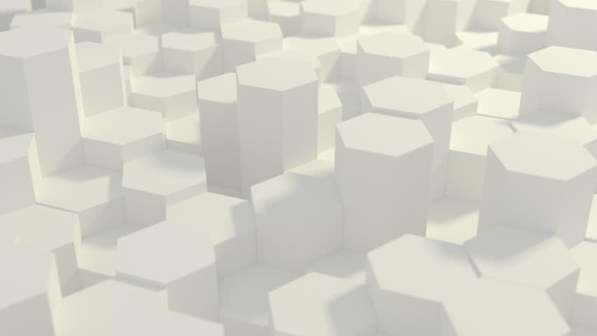 Abstract Honeycomb Background Loop wide angle. Light, minimal, clean, moving hexagonal grid wall with shadows. Loopable 4K UHD Animation. Royalty-Free Stock Footage #1027931381