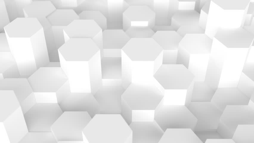 Abstract Honeycomb Background Loop wide angle. Light, minimal, clean, moving hexagonal grid wall with shadows. Loopable 4K UHD Animation. Royalty-Free Stock Footage #1027931396