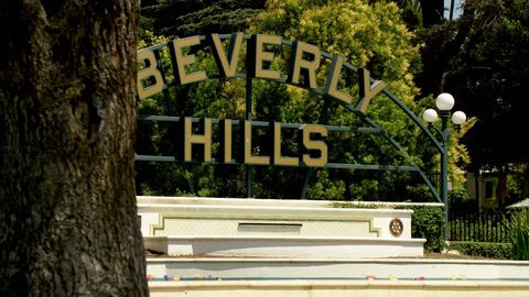 Los Angeles, CA / USA - July 17, 2017: The Beverly Hills Sign, Los Angeles Neighborhood Real Estate
