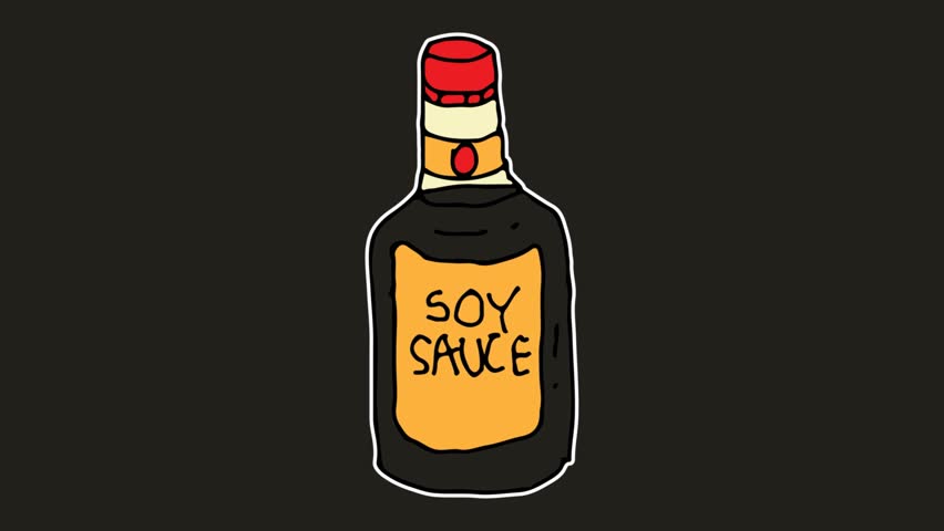 kids drawing black screen with theme of soy sauce