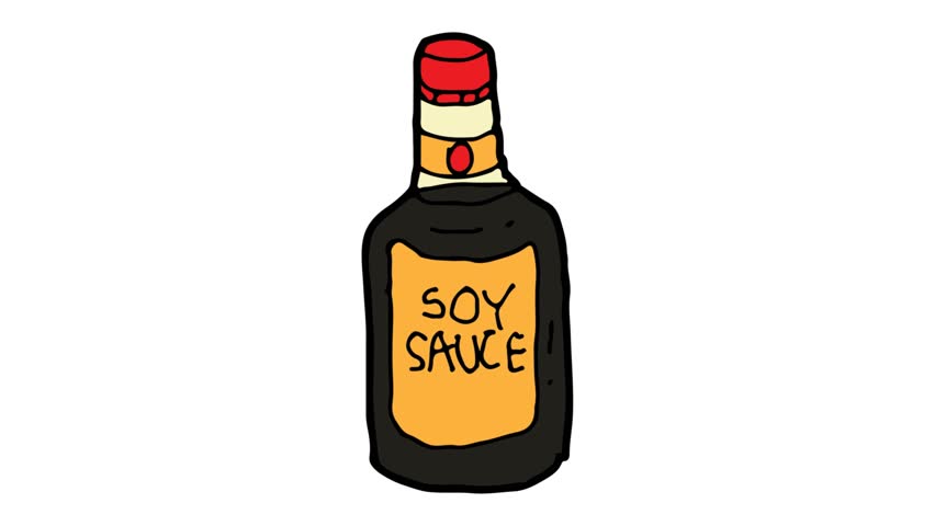 kids drawing white screen with theme of soy sauce