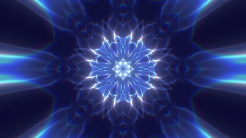 Blue light kaleidoscope animation. Organic mandala design in soothing waves. Great for events, festivals, meditation, clubs, yoga.