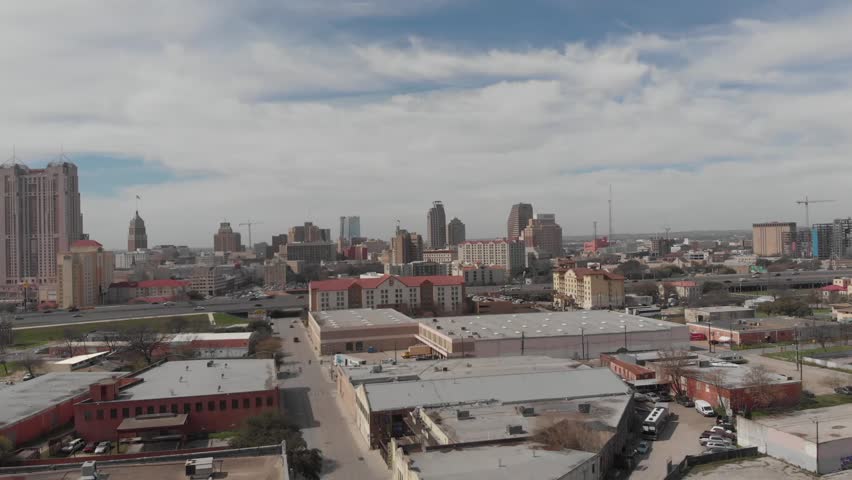 San Antonio 4k RAW Drone footage of the City landscape above traffic