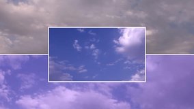 Time lapse clouds, blue nature clear sky, summer sunny beautiful day, fluffy, puffy formating cloudscape in horizon. Collage footage for montage. #FHD.