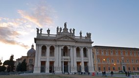 Glitch effect. Basilica di San Giovanni in Laterano. Evening. Rome, Italy