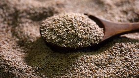 Psyllium husk or isabgol which is fiber usually mixed with water and consumed for curing constipation - video footage