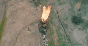 Gas production tower aerial view 4K video