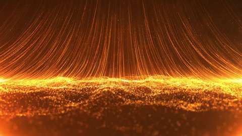 The gold particles awards backgrond is a motion graphics. The luxurious gold particles keep moving forward, the golden particle stripes are rising, perfect for awards, movies, weddings and openers.