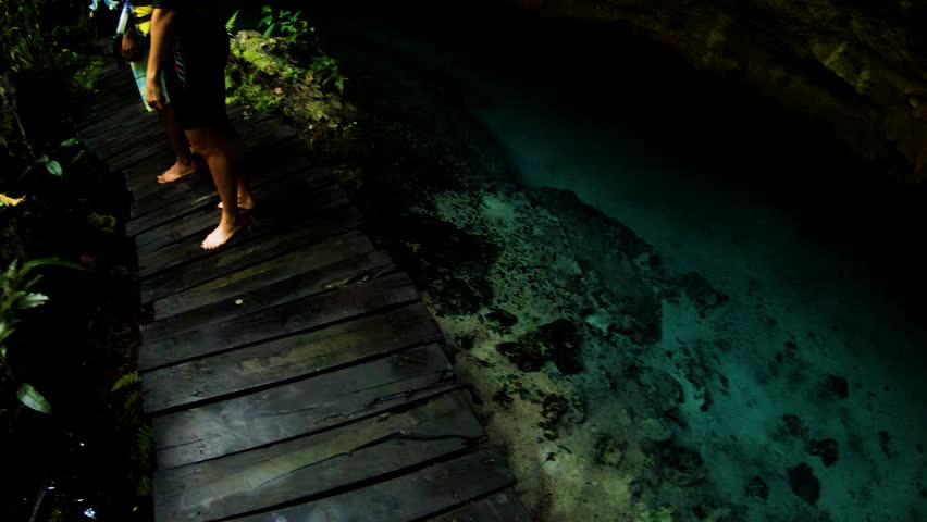 Snorkeling in a cenote in the Yucatan, Mexico.