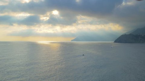 View from the Italian Coast at sea, Cinque Terre