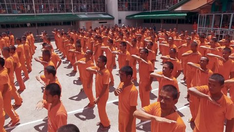 CEBU PROVINCIAL DETENTION AND REHABILITATION CENTER, CEBU, PHILIPPINES - March 2016. The Cebu Provincial Detention and Rehabilitation Center practice for a dance video.