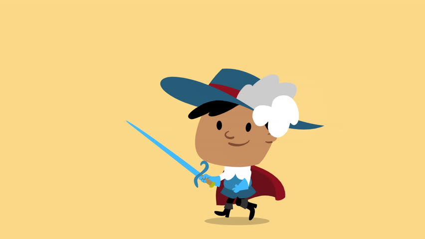 Cartoon of a little boy dressed up as a musketeer