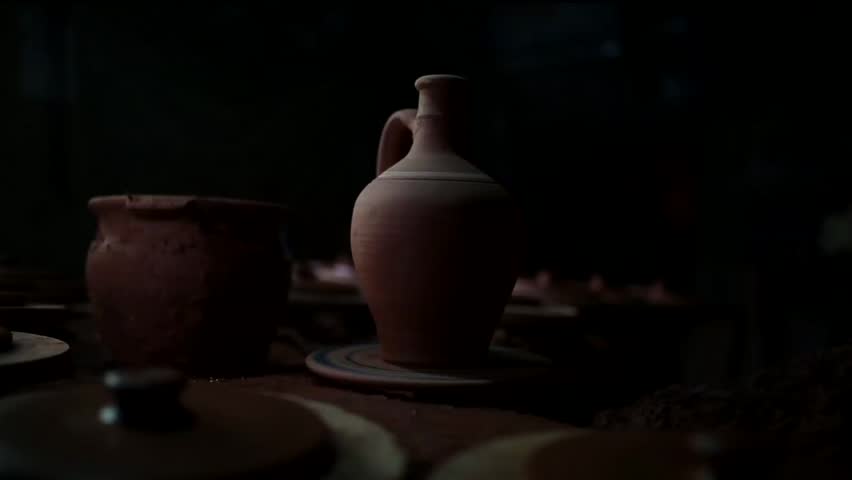 Senior Potter making clay pottery 