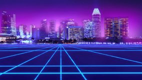 Neon city cyberpunk abstract urban virtual reality.