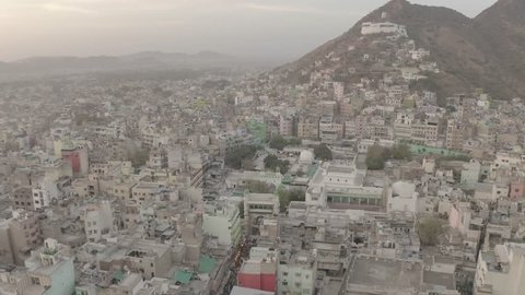 Ajmer Dargah Sharif, India, Sufi holy place, India, 4k aerial drone, ungraded/flat raw