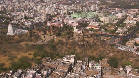Moti Doongri fort and Birla mandir, Jaipur, 4k aerial  footage