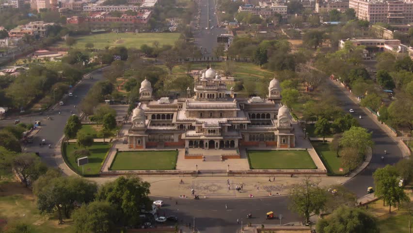 Albert Hall, Jaipur, India, 4k drone aerial footage