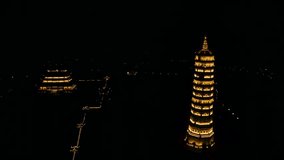 4k Aerial drone footage - Buddhist temple in Vietnam.  Bai Dinh Pagoda