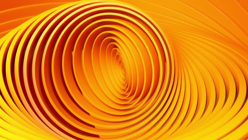 Abstract background with orange rotating rings. Geometric concept with colorful moving tubes. Motion design. Smooth hypnotic pattern. 3d loop animation. Seamless composition. Radial ripples. 4K UHD Royalty-Free Stock Footage #1028051963