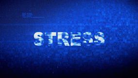 Stress Text Digital Noise Twitch and Glitch Effect Tv Screen Loop Animation Background.  Retro VHS Vintage and Pixel Distortion Glitches Computer Error Message. - Powered by Shutterstock - Get 15% off with code: PIKWIZARD15
