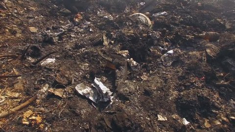 Burnt Garbage On Huge Dump Site