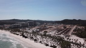 Building a resort on the white sand beach on Phu Quoc Island, Vietnam