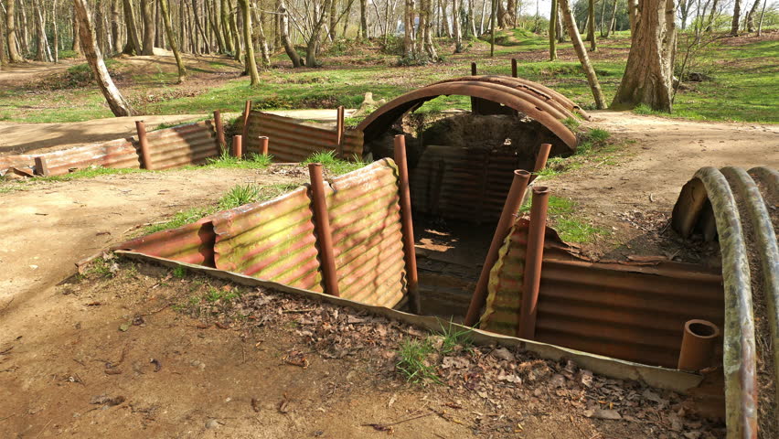 Remains of World war one battlefield : trenches gimbal shot
