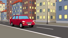 3d car rides through the abstract city. Looped animation.