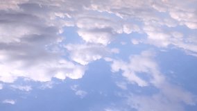 Time lapse aerial clouds, blue beautiful clean sky in horizon, very nice colourful weather, soft building, forming cloudscape, panoramic view. #FHD.