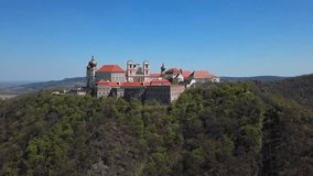Aerial panorama of Gottweig Abbey, a Benedictine monastery near Krems in Wachau Valley, Lower Austria