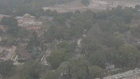 India gate in Delhi, 4k aerial drone, ungraded/flat slog raw footage
