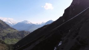 Drone landscape video from Orobie mountain Alps  - Val Seriana Italy
