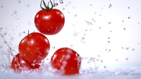 Tomatoes Falling To Water In Super Slow Motion at 1000fps.
