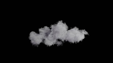 4k cloud loop. beautiful fast billowing cloud isolated on black background with alpha, light rays shining through, popular compositing element