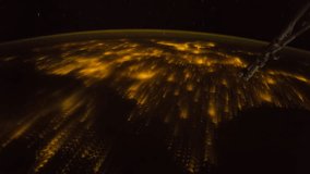 Planet Earth seen from the International Space Station with Aurora Borealis over the earth from UK to Indian Ocean, Time Lapse 4K. Images courtesy of NASA . Noise due to low light 