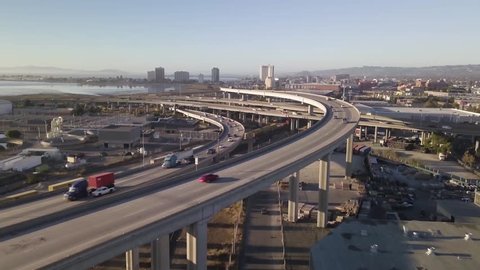 Drone footage over highway 101 east Bay Area