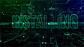 Animation of rotating digital space with 'Installing' text. Information technology concept - Powered by Shutterstock - Get 15% off with code: PIKWIZARD15