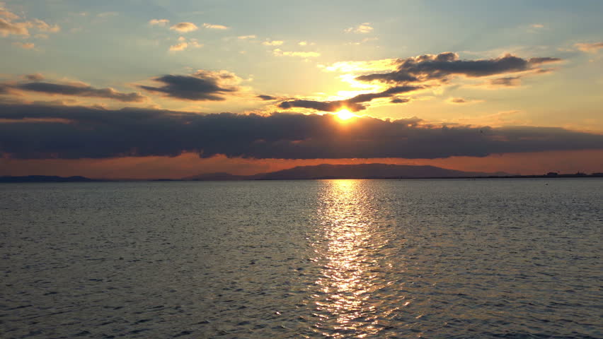 Time Lapse Ocean Sunset Sea Birds Sun Sparks Water Reflection