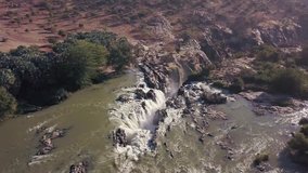 AERIAL: Epupa Falls, the border between Namibia and Angola
