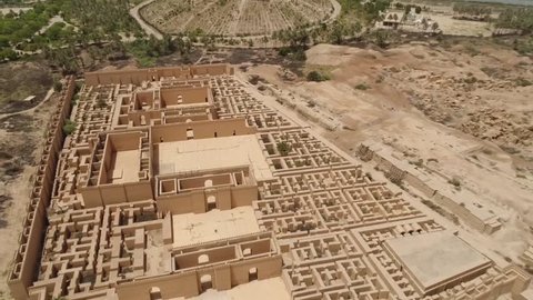 Drone shot of the ancient city of Babylon in Iraq